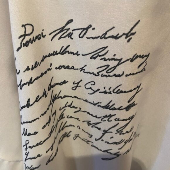 CBR Womens tailored button down white silk shirt with black writing Size L - Picture 4 of 8